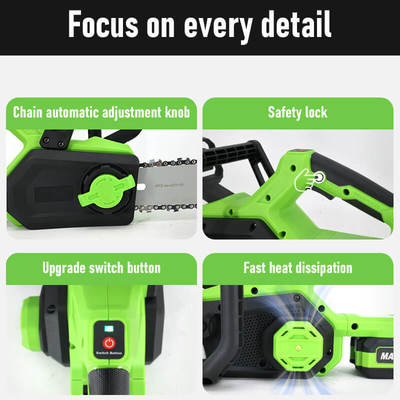 Powerful 12 Inch Electric Chainsaw with Automatic Lubrication and High-Efficiency Brushless Motor