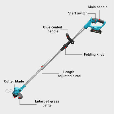 Portable Electric Brush Cutter Cordless Grass Trimmer Battery Powered Lawn Trimmer