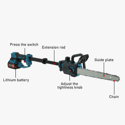 12 Inch Battery Pole Chainsaw Telescopic Electric Chainsaw for Tree Pruning Garden Cutting