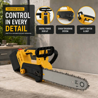 12" Cordless Electric Chainsaw, 42V 2400W Brushless Handheld Chain Saw with 18m/s High Chain Speed for Tree Trimming & Wood Cutting