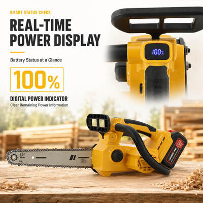 12" Cordless Chainsaw Kit with 2 Batteries, 21V 1900W Brushless Handheld Electric Chain Saw (22m/s, 1.93kg), Portable Wood Cutter Compatible with Makita 18V/21V Battery